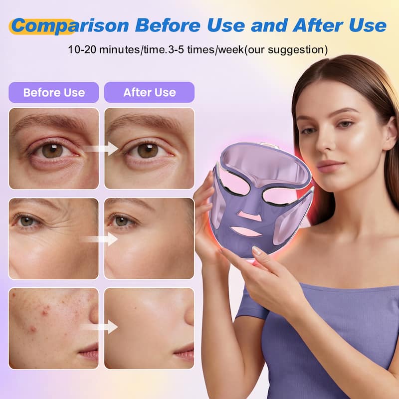 LED Face Mask Light Therapy, Electric Face Mask for Wrinkles & Acne Care