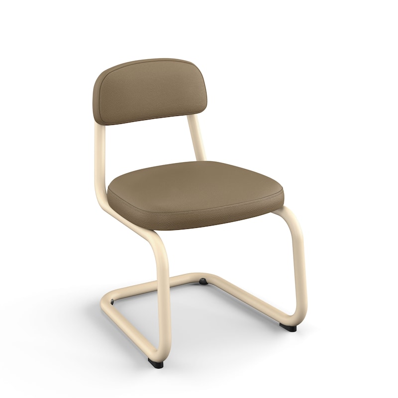 Amisco Flynn Upholstered Dining Chair with Metal Base - Taupe Brown Faux Leather / Straw Metal