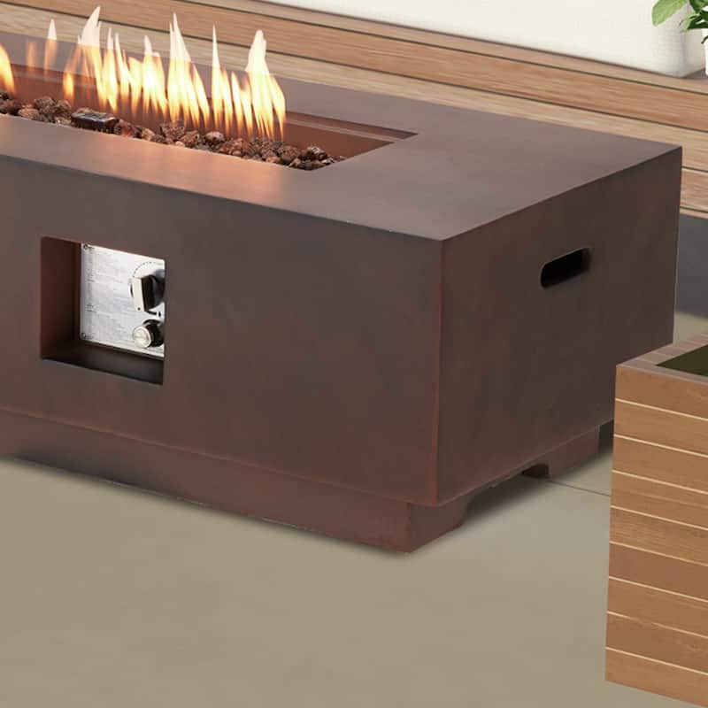 AVAWING 2-Piece 56" Outdoor Rectangle Propane Fire Pit Table