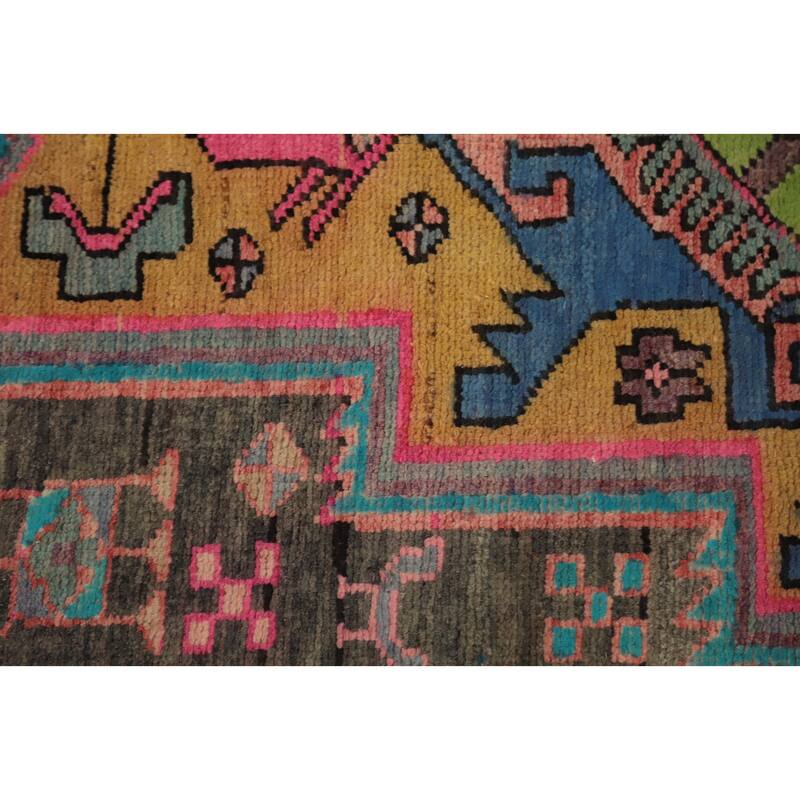 Hand Knotted Oriental 100% Wool Carpet Traditional Tribal Greys & Charcoal Ardebil Runner Rug - 9' 10'' X 3' 4''
