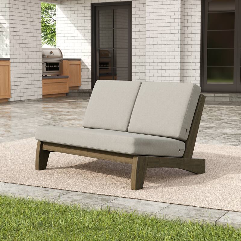 Outdoor Acacia Club Chair Set Loveseate with Weather-Resistant Cushions