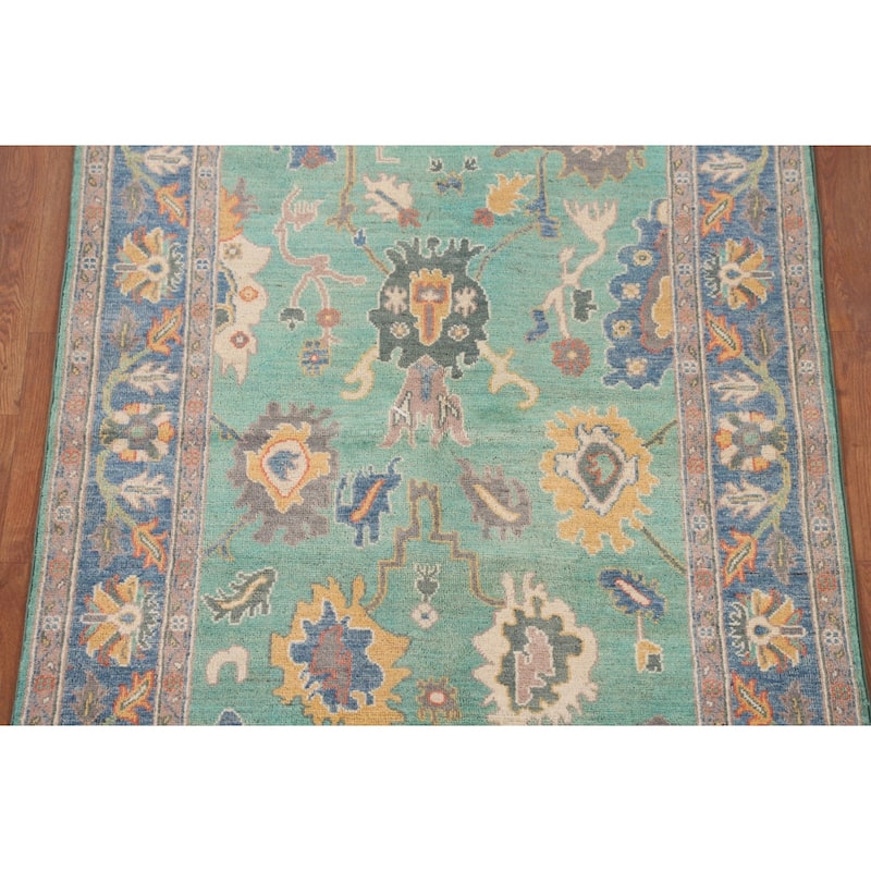 Turquoise Green Kazak Oriental Area Rug Hand-Knotted Wool Carpet - 3'11"x 5'10"