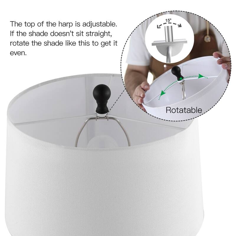 3-Way Ceramic Table Lamp with Hardback Shade - 22 in. H