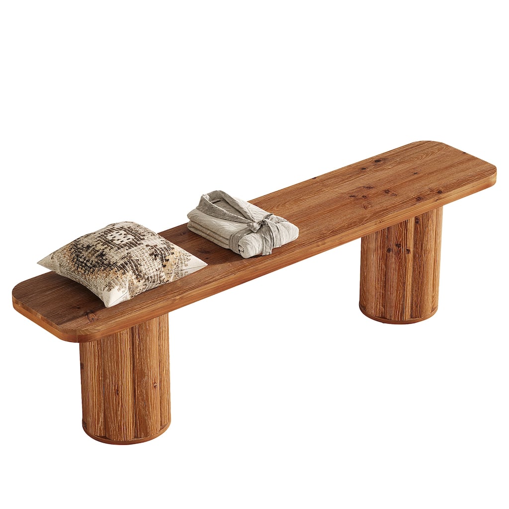 63" Solid Wood Bench, Extra Long Farmhouse Entryway Bench