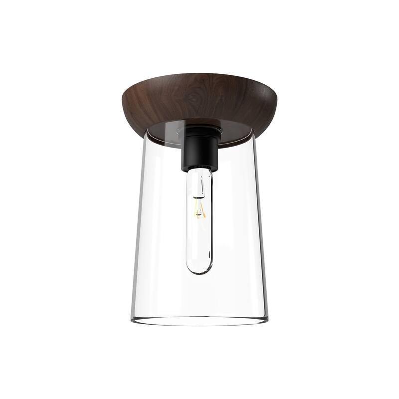 Alora Lighting FM542007 Emil 7" Wide Flush Mount Ceiling Fixture - Matte Black / Walnut