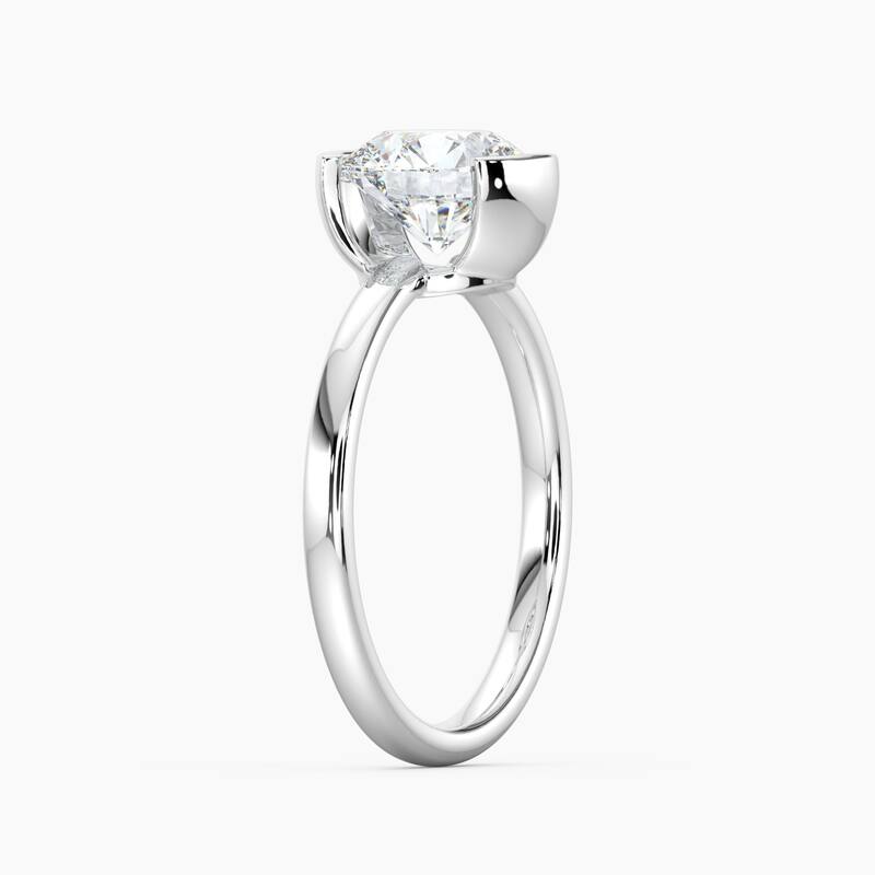 Auriya 14K Gold Lab Grown Diamond Round Half Bezel Solitaire Engagement Ring 1.00 - 5.00ct. tw. (F-G, VS)