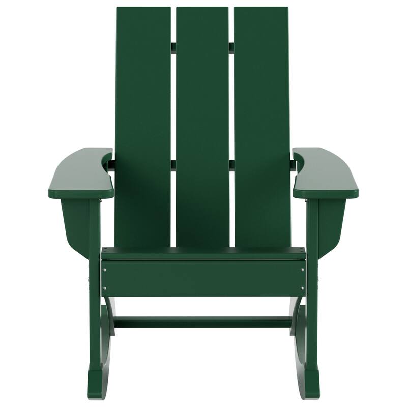 Shoreside Modern Eco-Friendly All Weather Poly Adirondack Rocking Chair with Side Table (2-Piece Set)