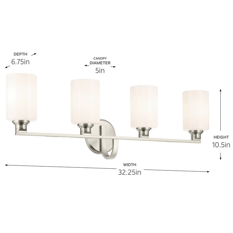 Kichler Lighting Gioe 32.25" 4-Light Vanity Light with Opal Glass in Brushed Nickel