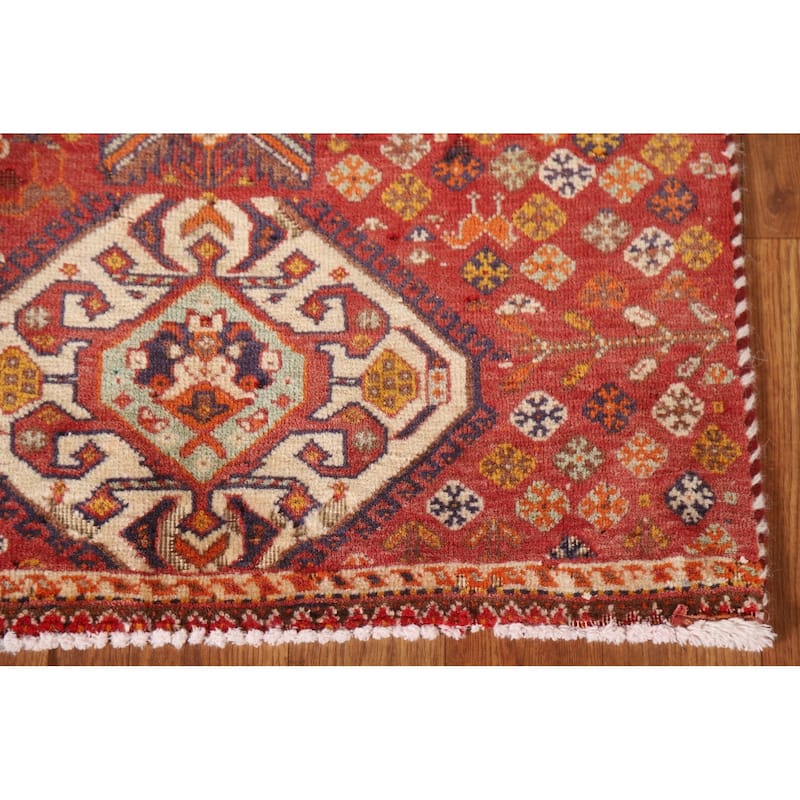 Tribal Geometric Shiraz Persian Square Rug Vintage Wool Carpet - 2'0"x 2'5"