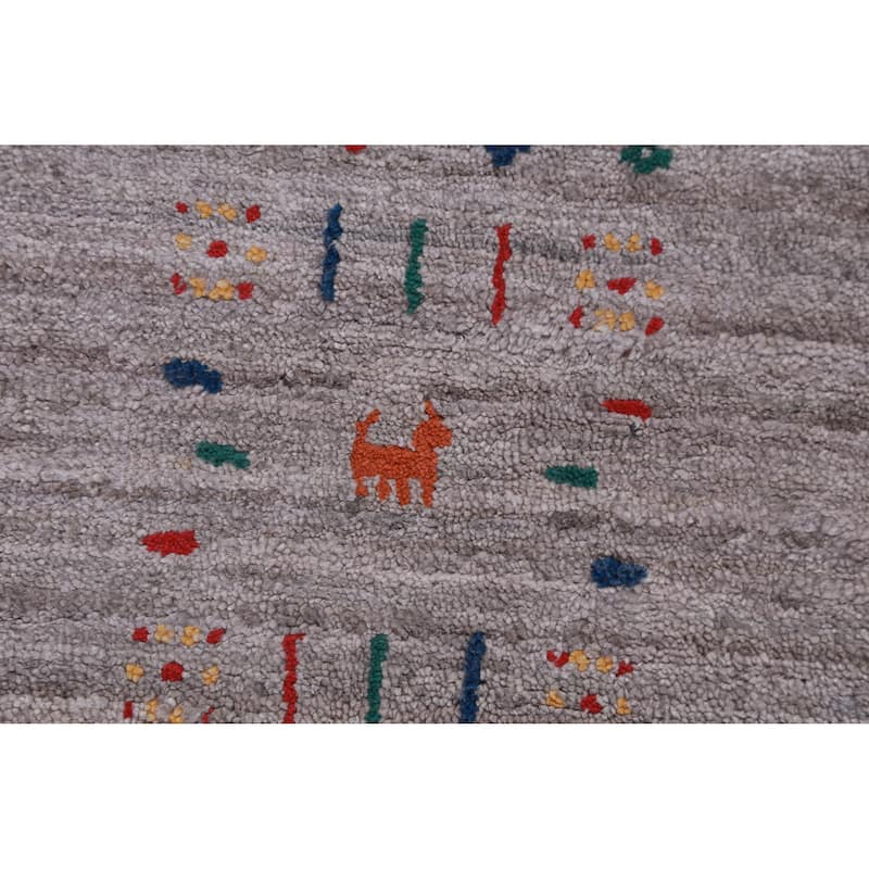 Hand Knotted Oriental 100% Wool Carpet Tribal Tribal Greys & Charcoal Gabbeh Area Rug - 12' 1'' X 9' 2''