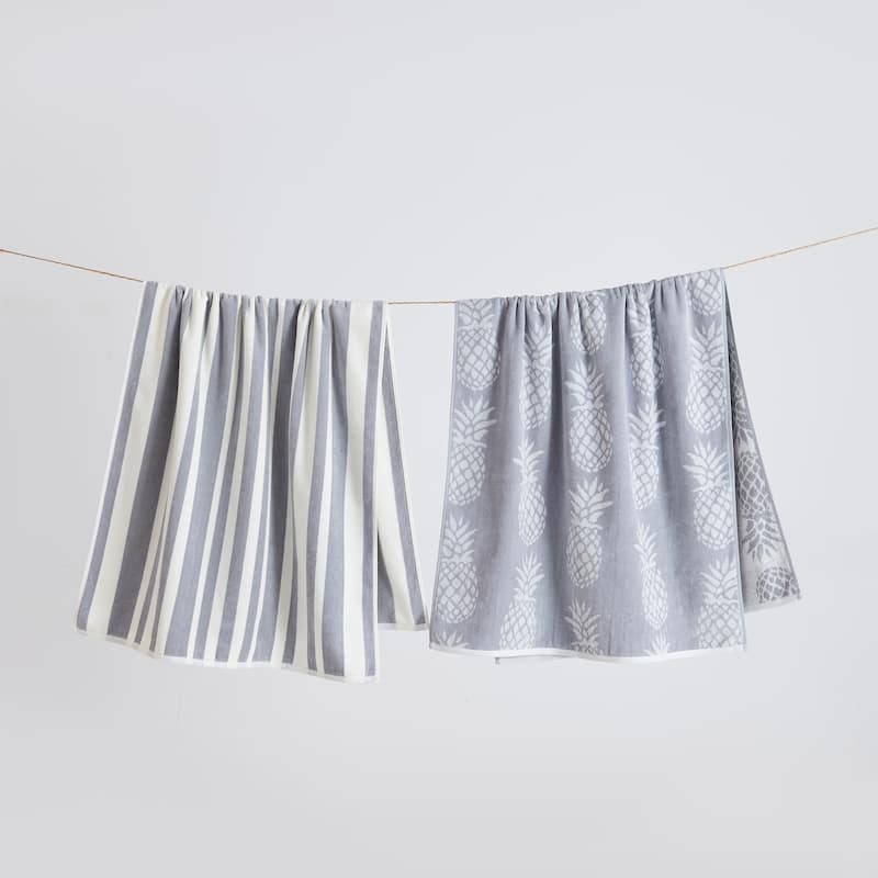 Linery & Co. 100% Cotton Jacquard 2 Pack Summer Beach Towels