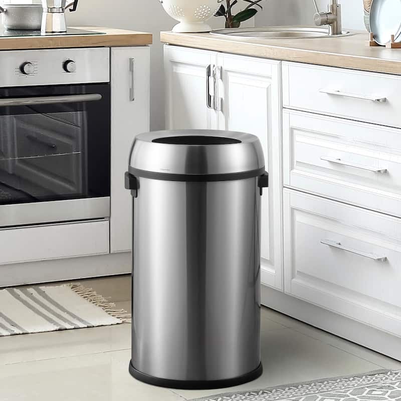 happimess Chuck Kitchen/Office 17.2-Gallon Open-Top Trash Can, Chrome