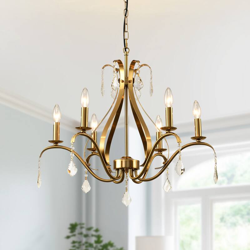 6-Lights Farmhouse French Country Chandelier - Gold