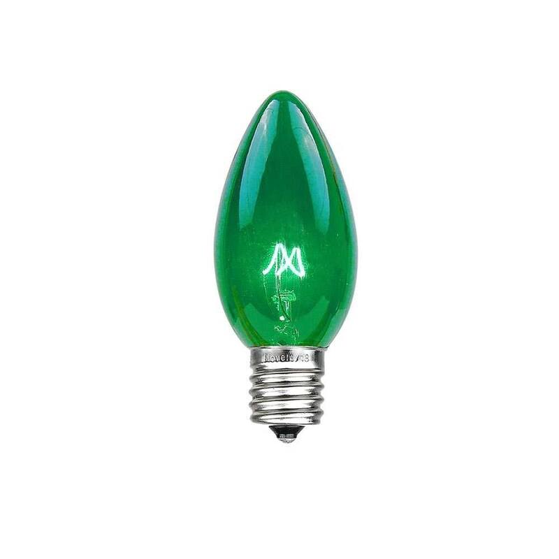 25 Pack C7 Twinkle Outdoor Christmas Replacement Bulbs, C7/E12 Base - Green