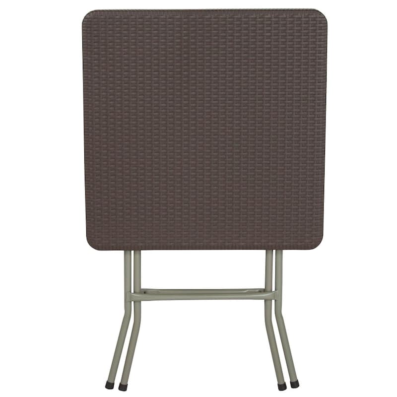 1.95-Foot Square Rattan Plastic Folding Table - Outdoor Event Table