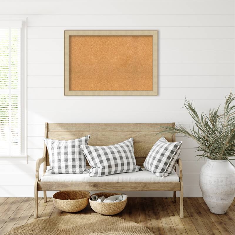 Classic Honey Silver Framed Natural Corkboard Bulletin Board