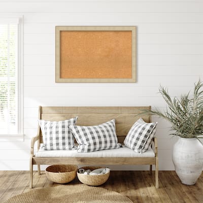 Classic Honey Silver Framed Natural Corkboard Bulletin Board