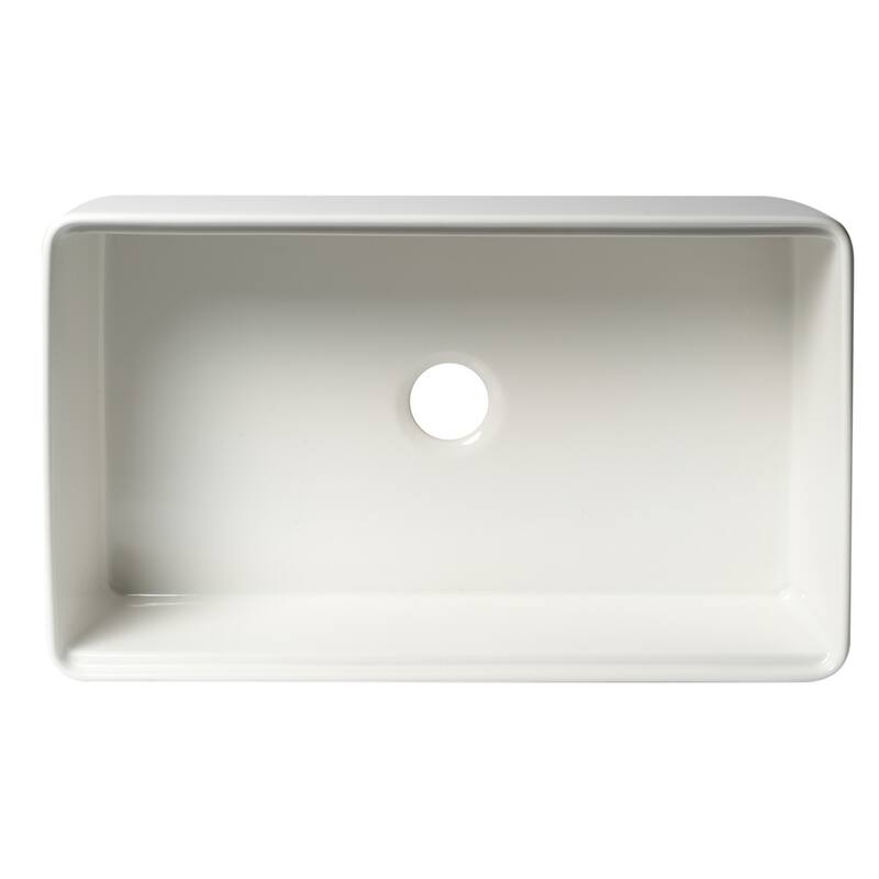 ALFI Brand White Smooth Apron Workstation 33" x 20" Single Bowl Step Rim Fireclay Farm Sink with Accessories