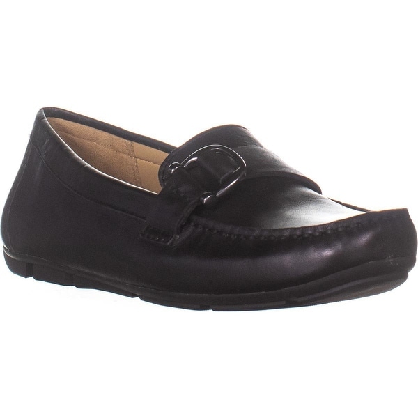 Flat Loafers, Black Leather 