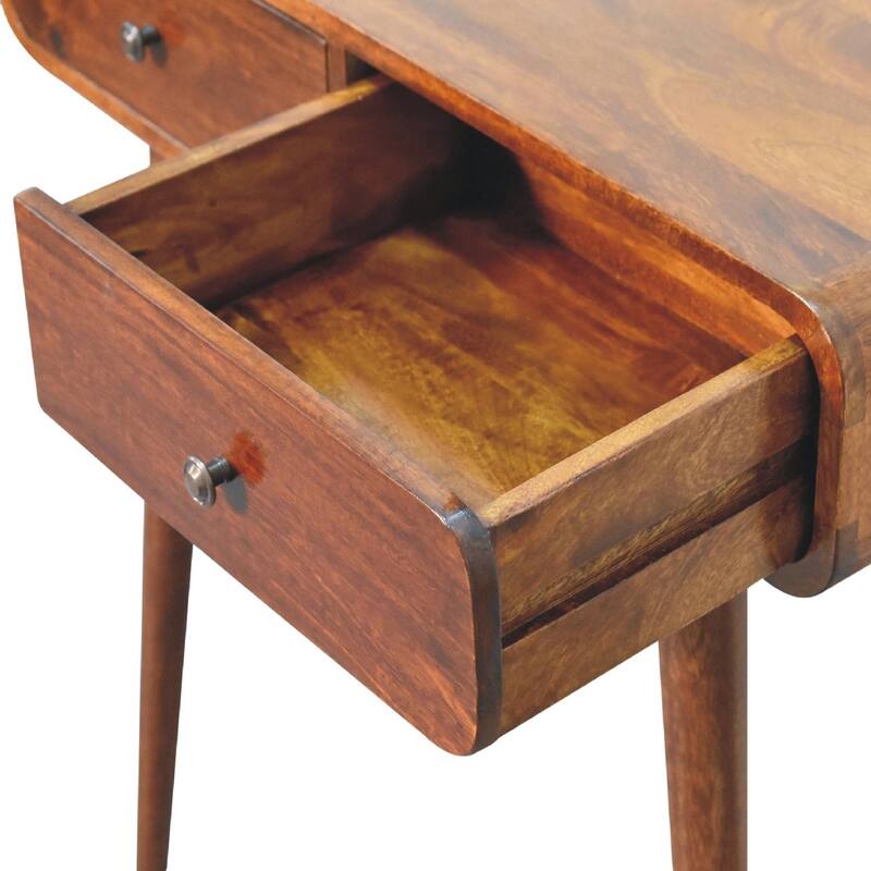 Artisan Furniture Solid Wood Chestnut Curved Hallway Table, Brown, 2 Drawers - N/A