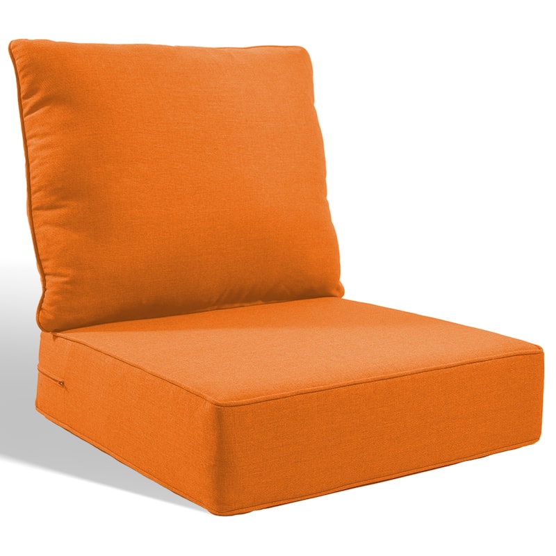 Pocassy 24x24x6 Inch Thick Cushions Pillows Set Indoor Outdoor Deep Seat Water & Fade Resistant - Orange Cushion - 1 Set Seat & Back Cushion