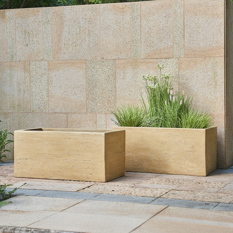 Christopher Knight Home - Danny MGO Patio Rectangle Planter Box(Set of 2) - Antique Brown