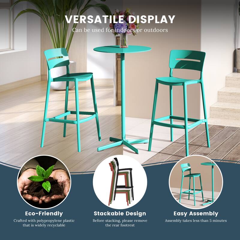 Frond and Form 29.5 Inch Outdoor Bar Stool (Set of 2)