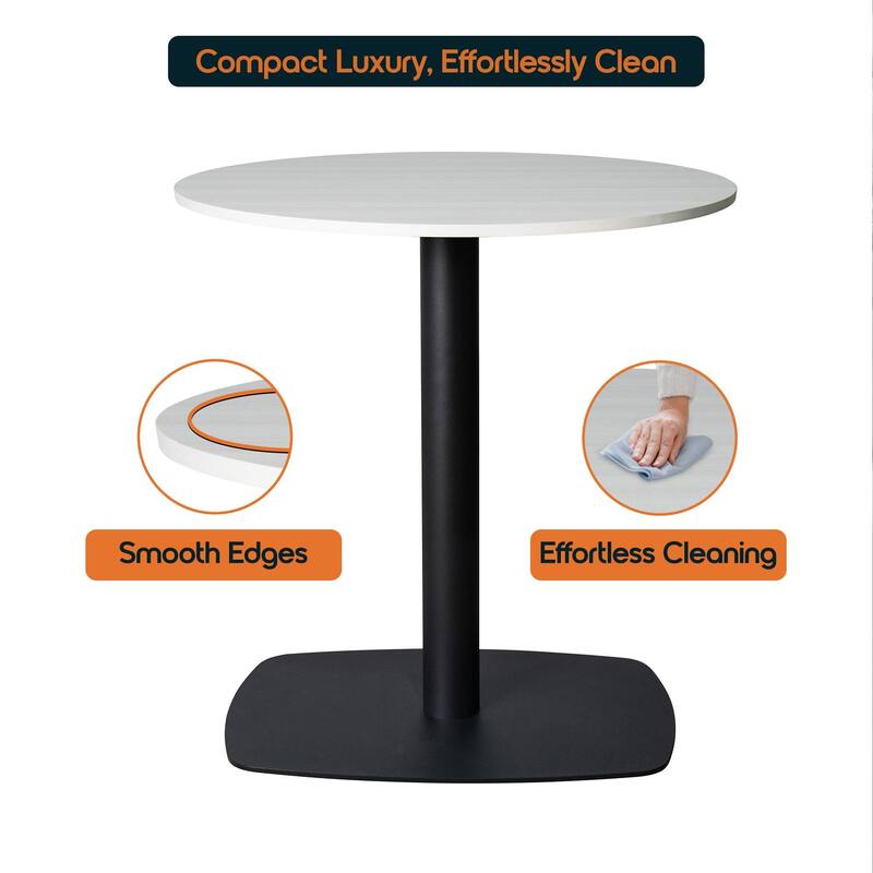 Vail Square Dining Table with 36 in. MDF Tabletop in Black Stainless Steel Square Base Accent Kitchen Table