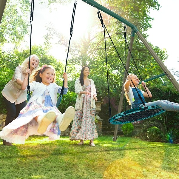 Hapfan 7.5ft Tall 500lbs Heavy Duty Swing Sets with Spider Swing