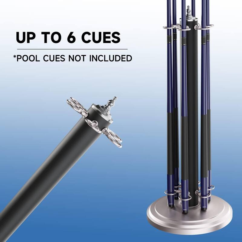 GSE™ 6-Cue Floor Stand-Style Metal Billiard Pool Cue Rack, Holds 6 Pool Cue Sticks