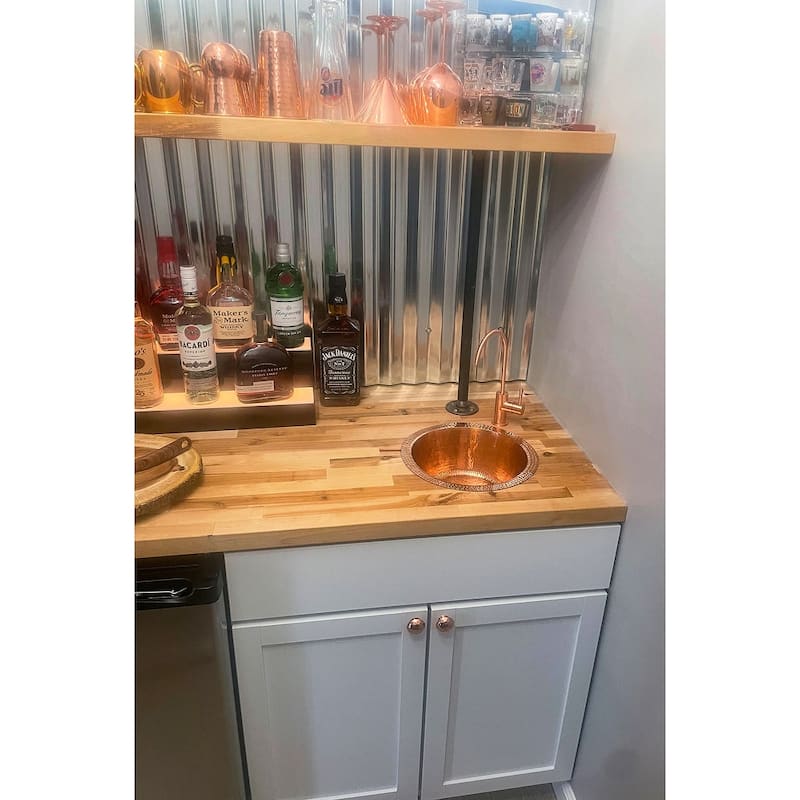 12-in Round Hammered Copper Bar Sink with 2-in Drain Opening in Polished Copper (BR12PC2)