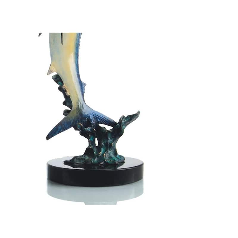 Spi Brass Excited Blue Marlin Statue - 12 X 6 X 5 inches