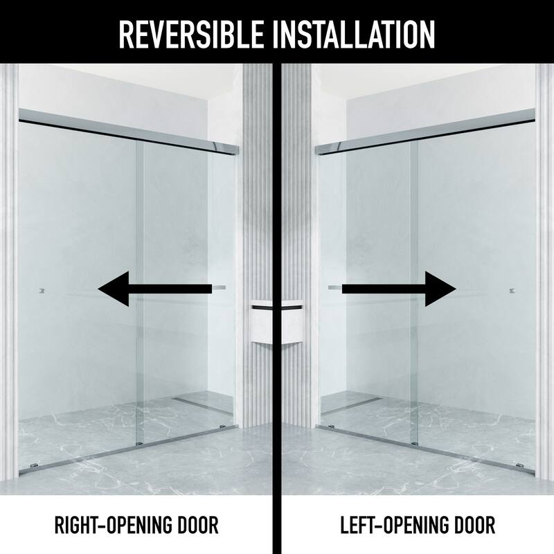 VIGO Satro E-Class 52 to 60 in. W x 74 in. H Semi-Frameless Double-Sliding Shower Door with Clear Tempered Glass