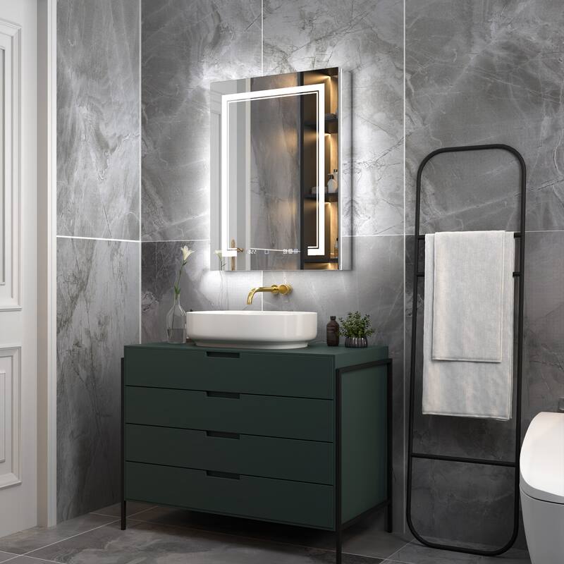 Modland Recessed Smart Mirror Cabinet 24-48x32" with Lights, Anti-Fog, Outlet & Magnifier - Adjustable Shelves