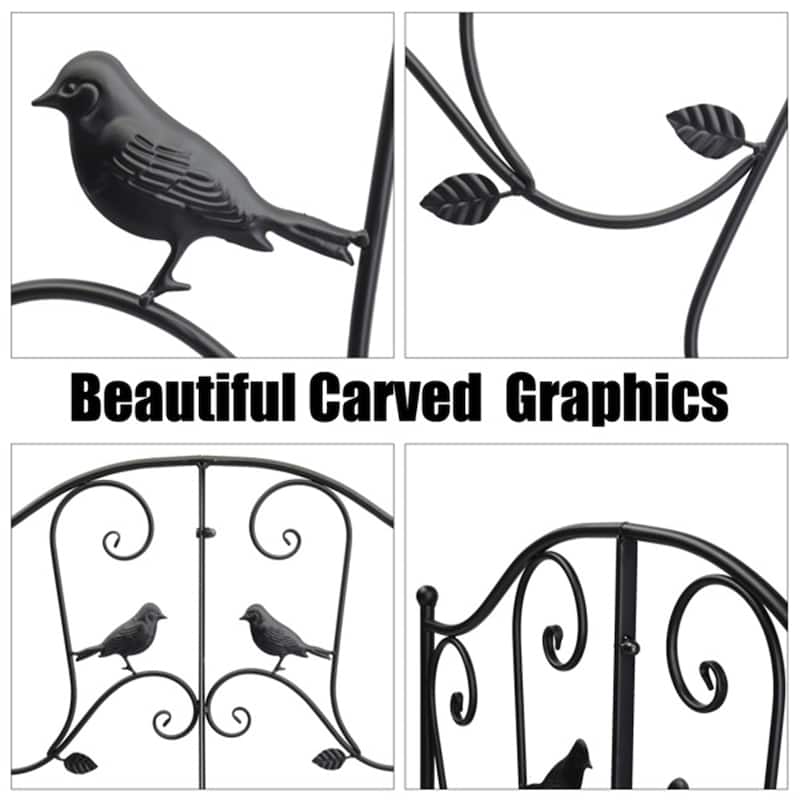 Black Bird Pattern Arched Handrail Courtyard Iron Bridge