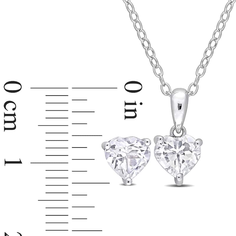 Miadora 2 7/8ct TGW Heart-Shape White Topaz Necklace and Stud Earrings Set Sterling Silver