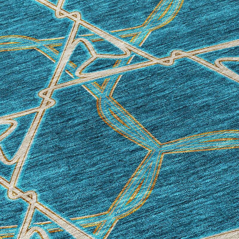 Machine Washable Indoor/ Outdoor Transitional Links Chantille Rug