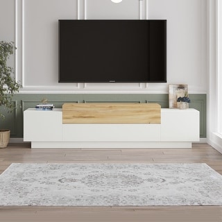 Natural Wooden TV Console Entertainment Media Center - Bed Bath ...