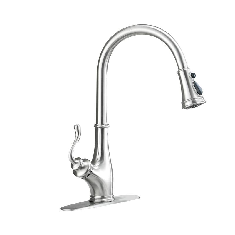 Topcraft Pulldown Single Handle Single Hole Kitchen Faucet - Brushed Nickel