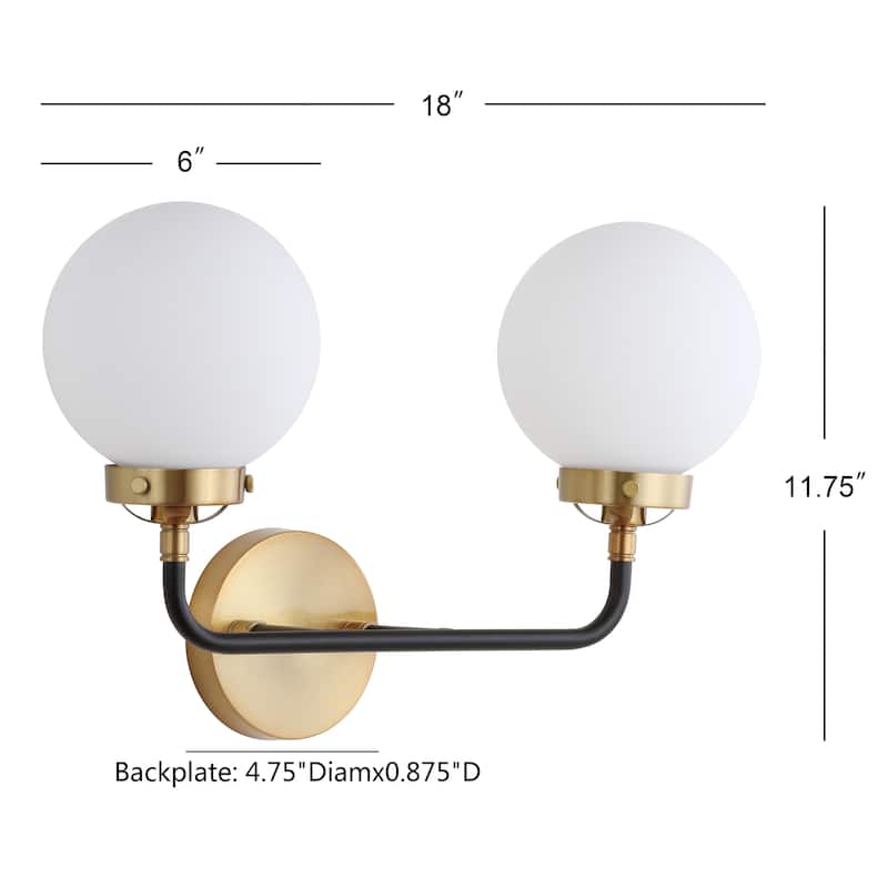 Bevin Contemporary Transitional Iron/Glass LED Vanity Light, by JONATHAN Y