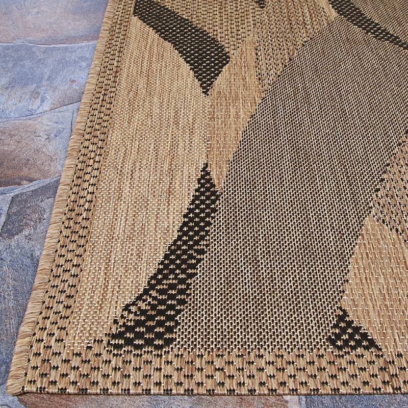 Dream Decor Rugs Pergola Lotus Brown Black Indoor Outdoor Area Rug