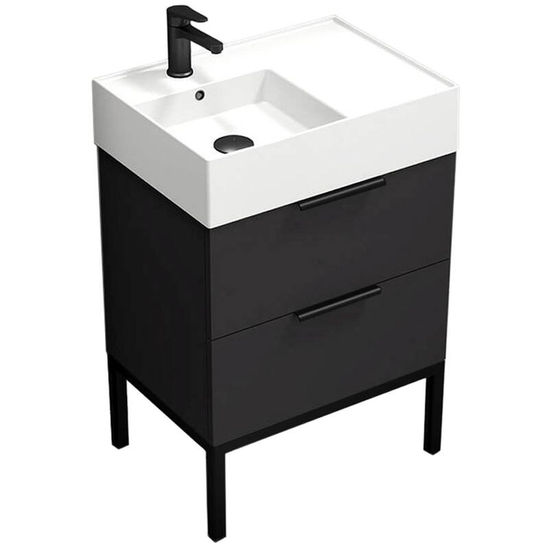 Nameeks Derin-2417 Derin 24" Free Standing Single Basin Vanity Set - Matte Black - Anthracite Finish