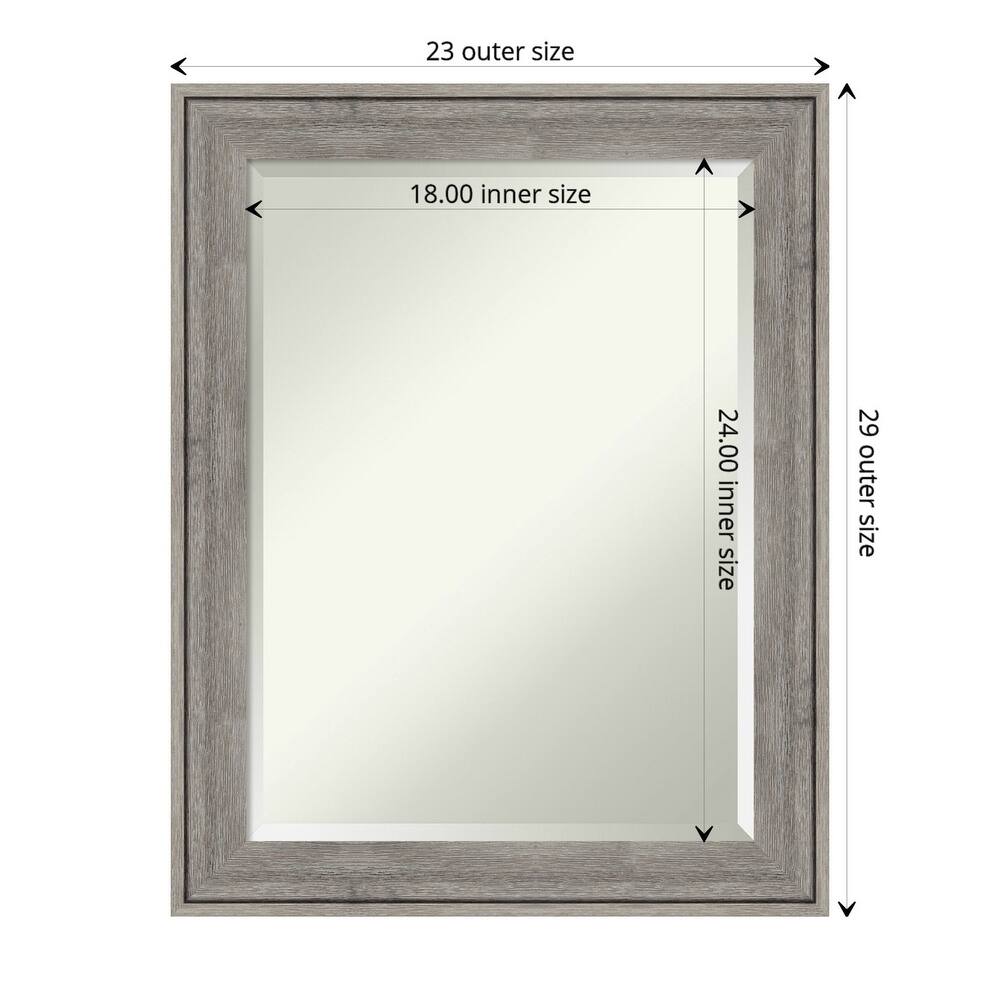Beveled Wood Bathroom Wall Mirror - Regis Barnwood Grey Frame - Regis Barnwood Grey