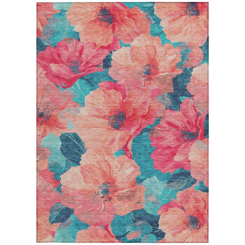 HomeRoots Floral Transitional Rectangle Outdoor Rug