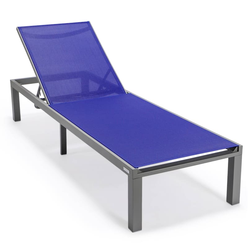 Aluminum Beach Pool Sun Lounge Chair Sling Mesh Fabric Reclining Stackable Lounger Chair - Navy Blue