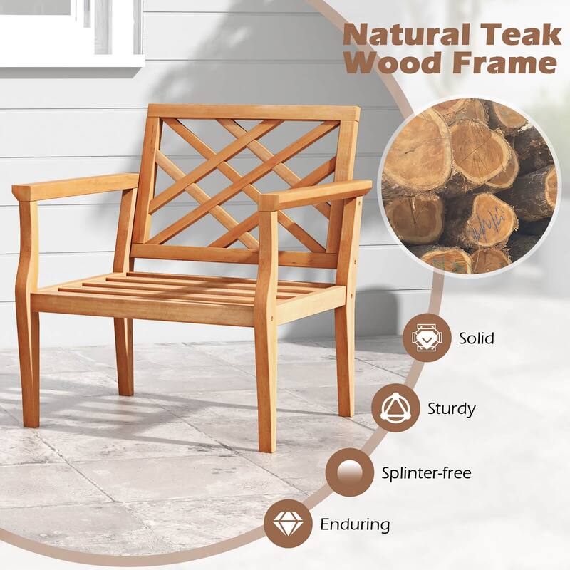 Gymax 3PCS Patio Dinning Set End Table & Chiars Set of 2 w/ Cozy