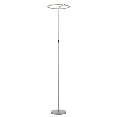 Twizzler Round LED Floor Lamp- Dimmable Torchiere Lamp Silver Finish - Large Floor Lamp