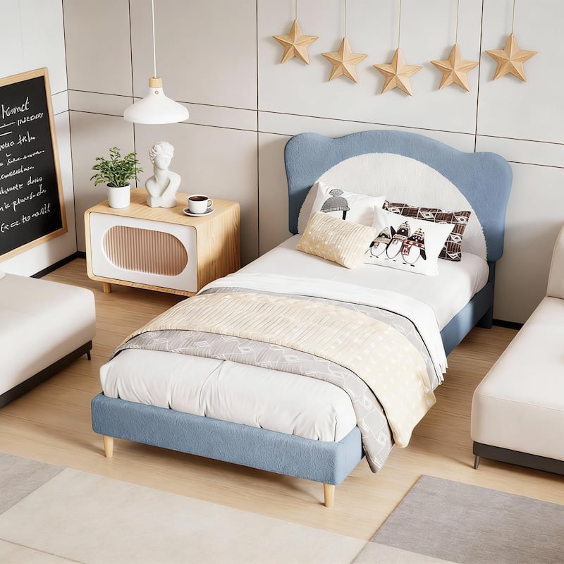Upholstered Bed Frame, with Panda-Shaped Headboard