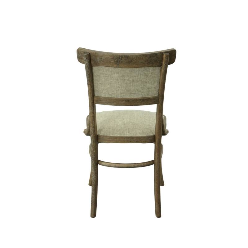 Upholstered Dining Chairs - 37" - Brown and Beige - Set of 2