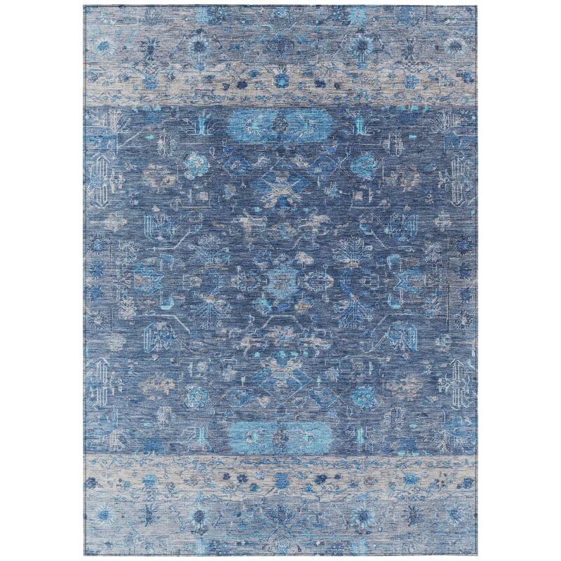 Machine Washable Indoor/ Outdoor Traditional Border Chantille Rug